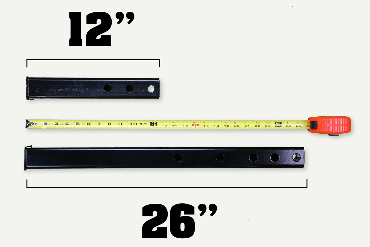 Extended dummy hitch for tailgate and spare tire clearance